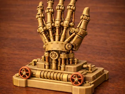Mechanical Steampunk Skeleton Hand on Stand Decor