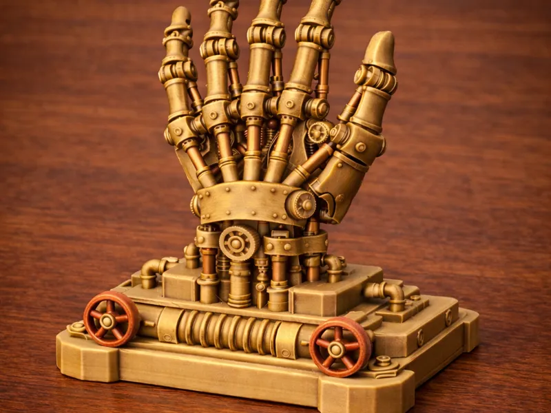 Mechanical Steampunk Skeleton Hand on Stand Decor