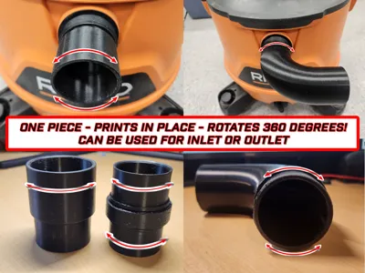 1-Piece Rotating Connectors for Shop Vac