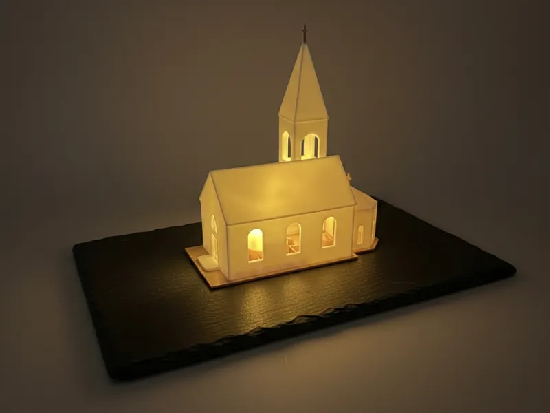 Dorfkirche mit Teelicht