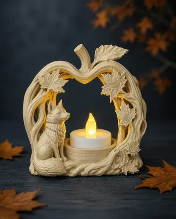 Accesorio de iluminación decorativa: Autumn Fox LED Tealight Holder – Woodland Decor — vista de referencia 5