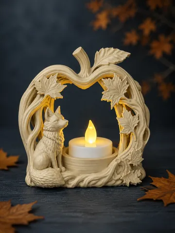 Accesorio de iluminación decorativa: Autumn Fox LED Tealight Holder – Woodland Decor — vista de referencia 2