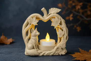 Accesorio de iluminación decorativa: Autumn Fox LED Tealight Holder – Woodland Decor — vista de referencia 3