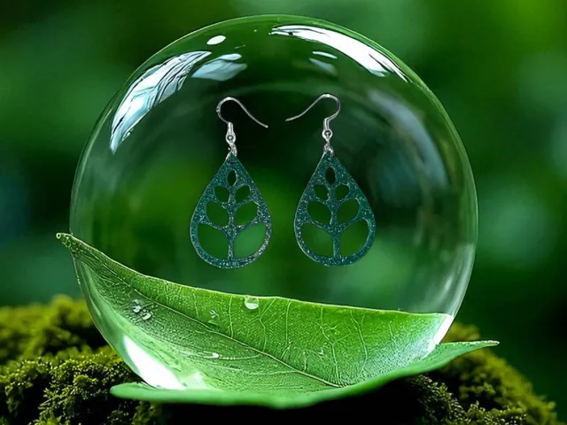 Plant in a drop earrings