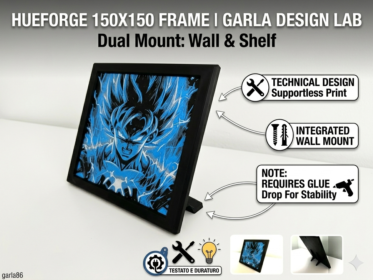 HueForge 150x150 Frame | Dual Mount: Wall & Shelf