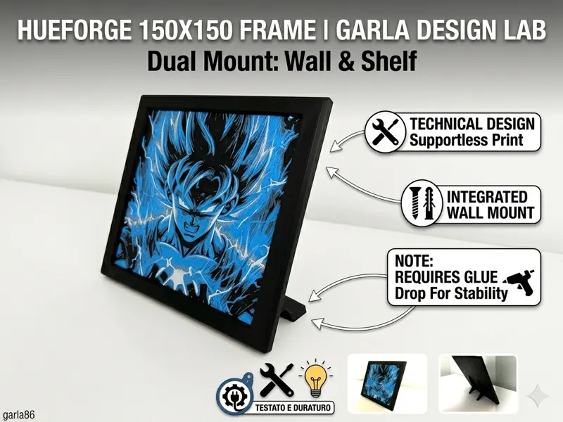 HueForge 150x150 Frame | Dual Mount: Wall & Shelf