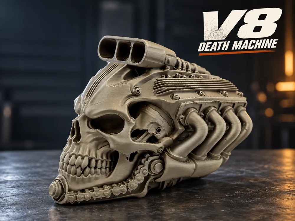 V8 Engine Skull - Death Machine - Free 3D Print Model - MakerWorld