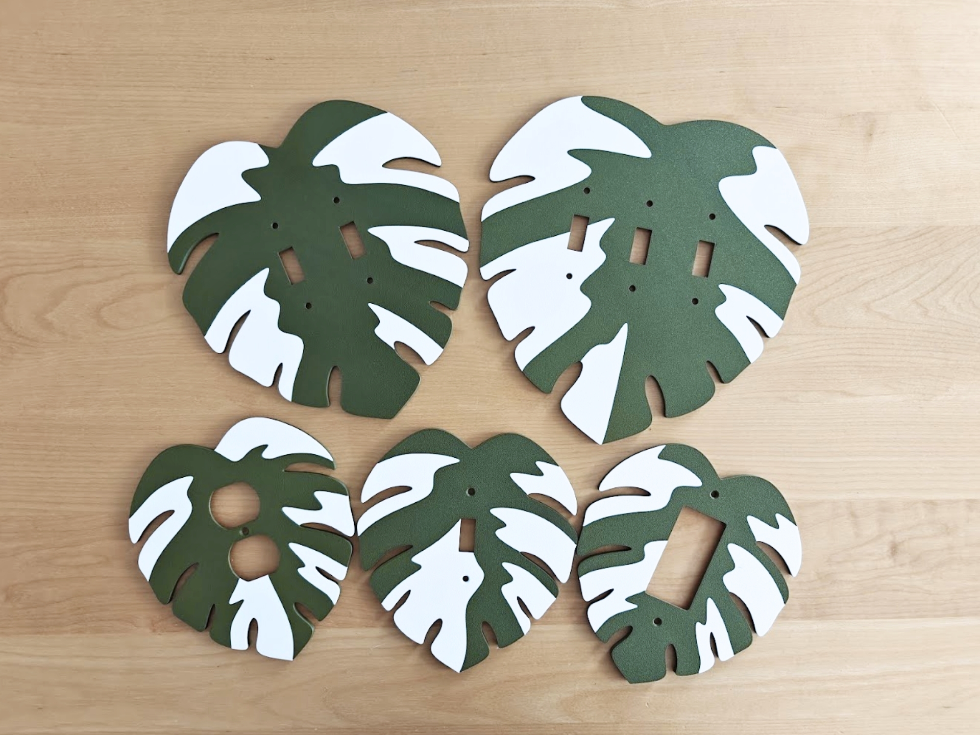 Variegated monstera wall plates