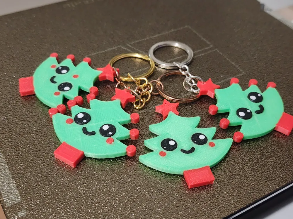 Cute Christmas Tree Keychain V1 - Free 3D Print Model - MakerWorld