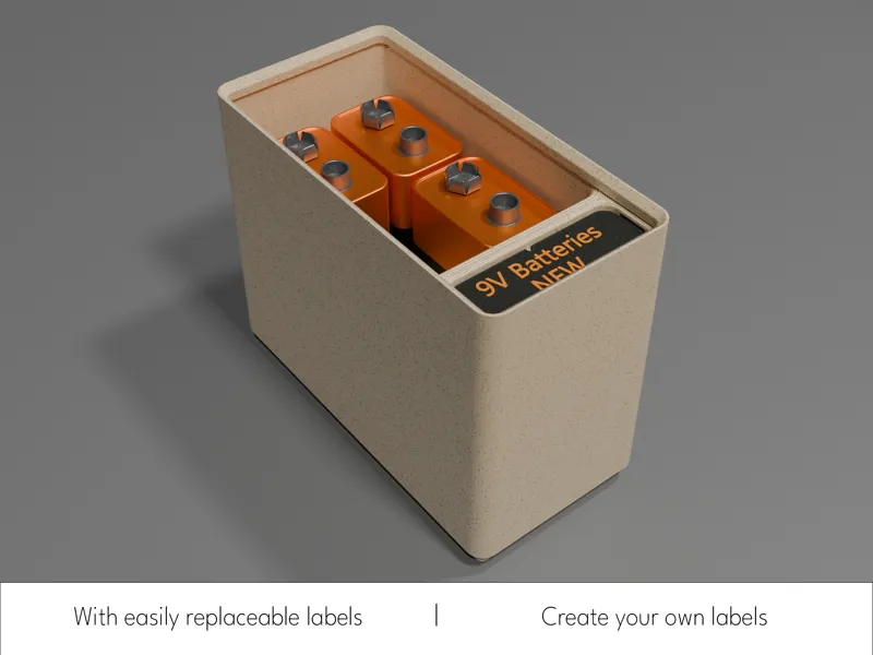 Gridfinity 9V Battery Storage 1x2x9 with Label