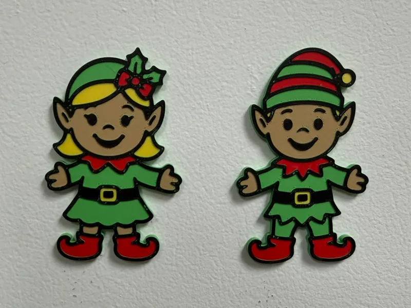 Christmas Kids Elf Magnets – Boy & Girl Set