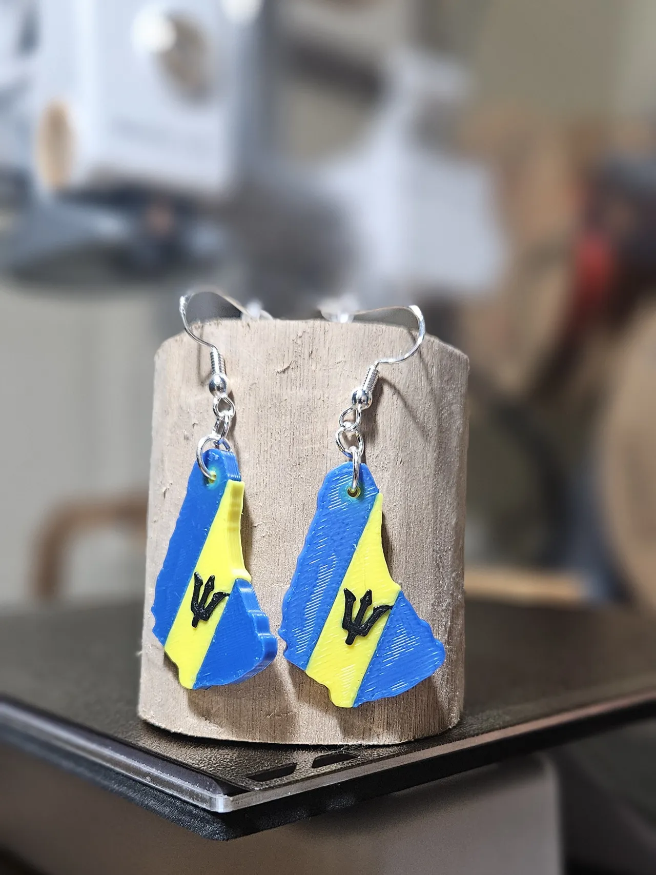 Barbados Flag Earrings view 4