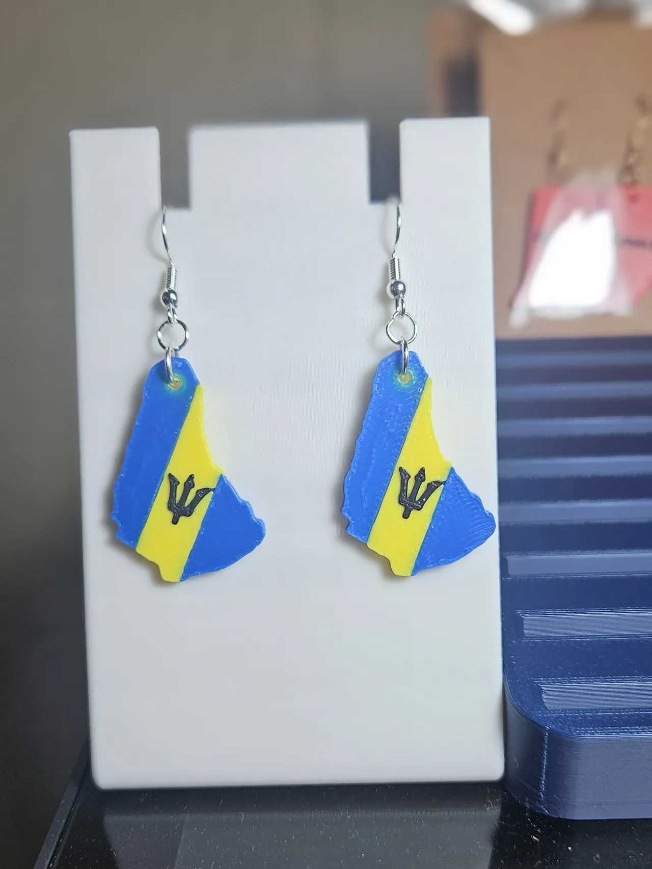Barbados Flag Earrings view 3