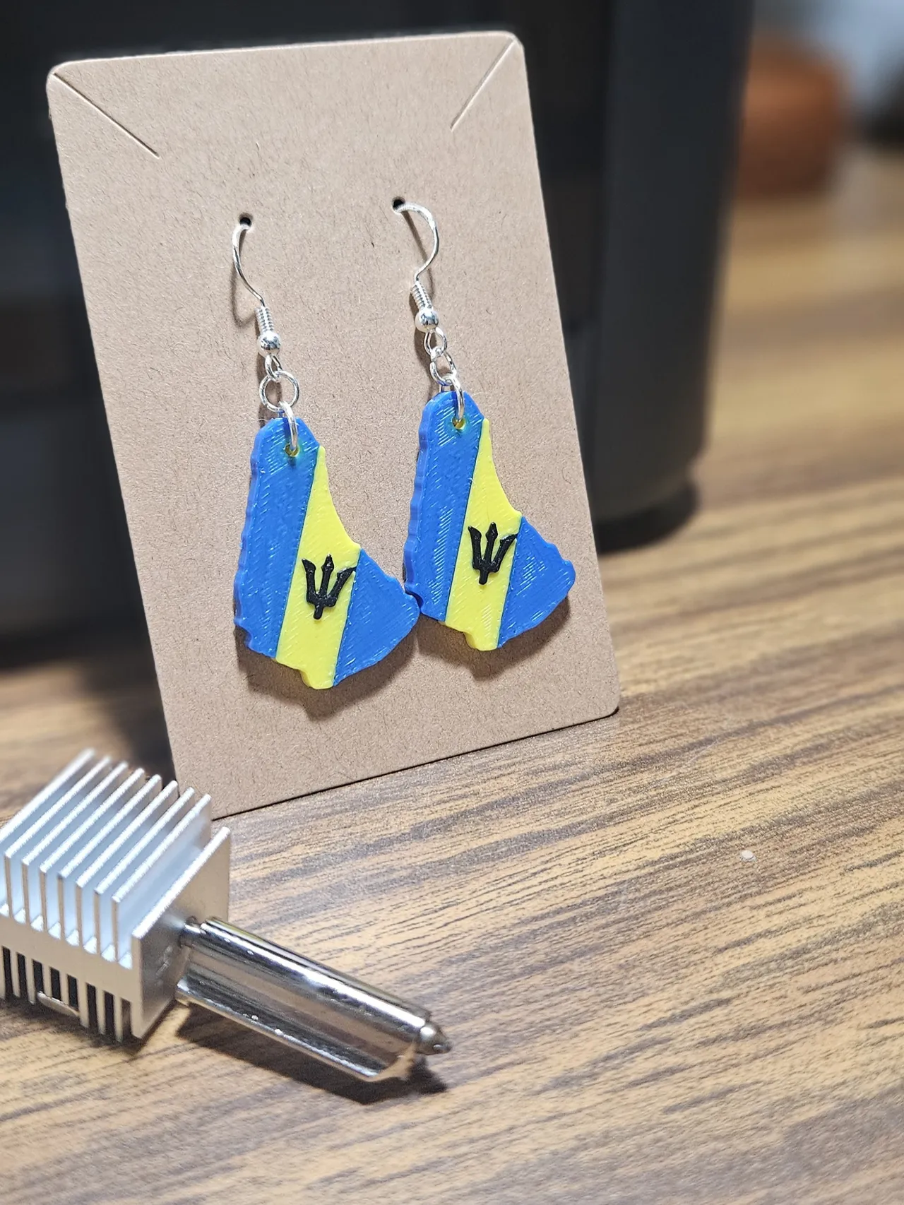 Barbados Flag Earrings view 2