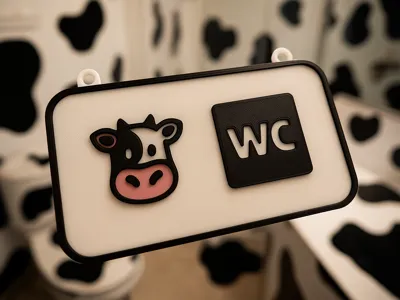 Cow-Themed WC Sign for Bathroom Doors