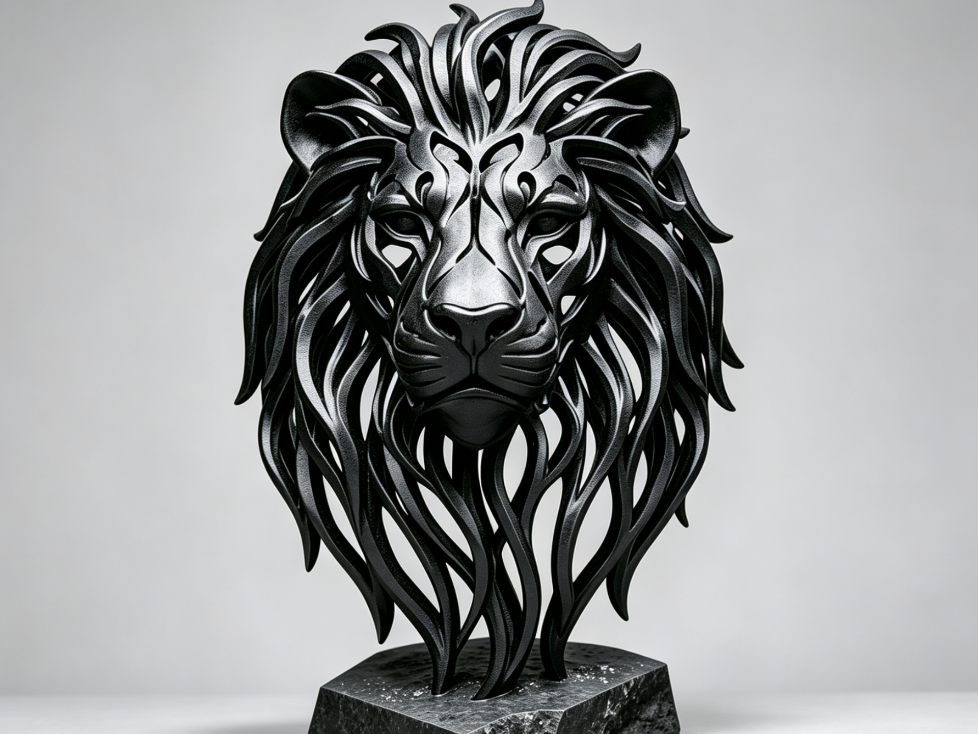 FlowWeave Lion Bust | Modern Lion Sculpture - 1