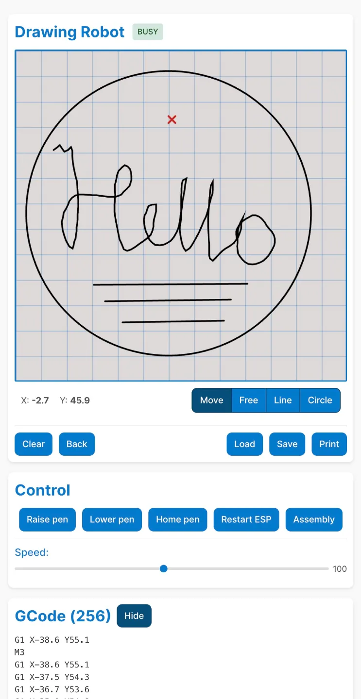 Scara 2D Drawing Robot - ESP32 five-bar link view 3