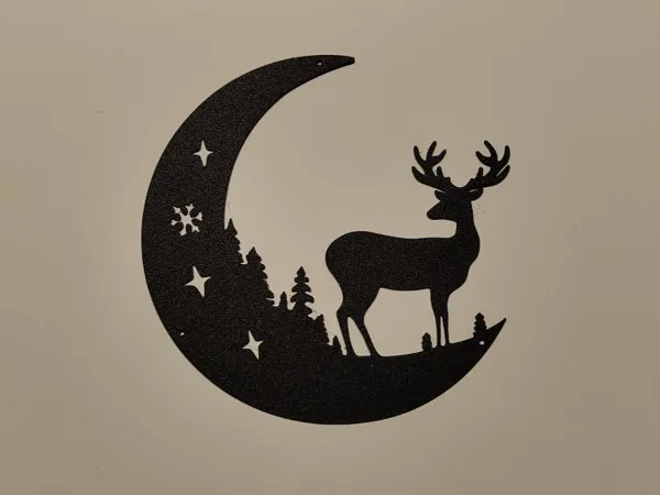Renne et lune de Noël — décoration murale