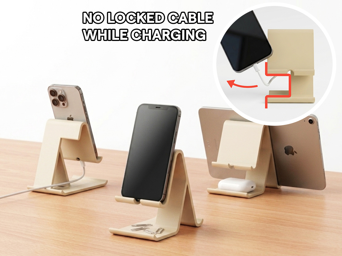 Phone/tablet stand - side-access charging
