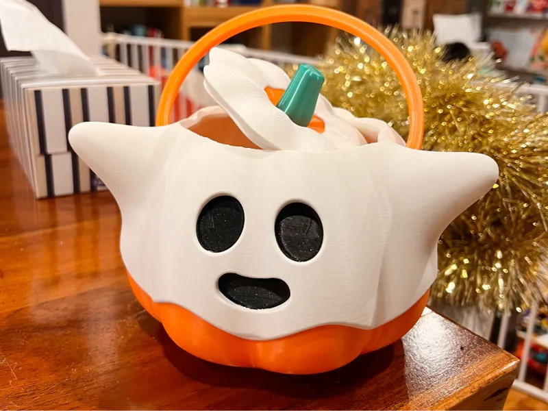 Pumpkin Ghost Halloween Bucket