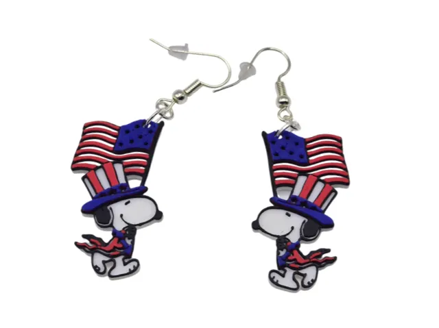 Snoopy Flag 4th of July Earrings