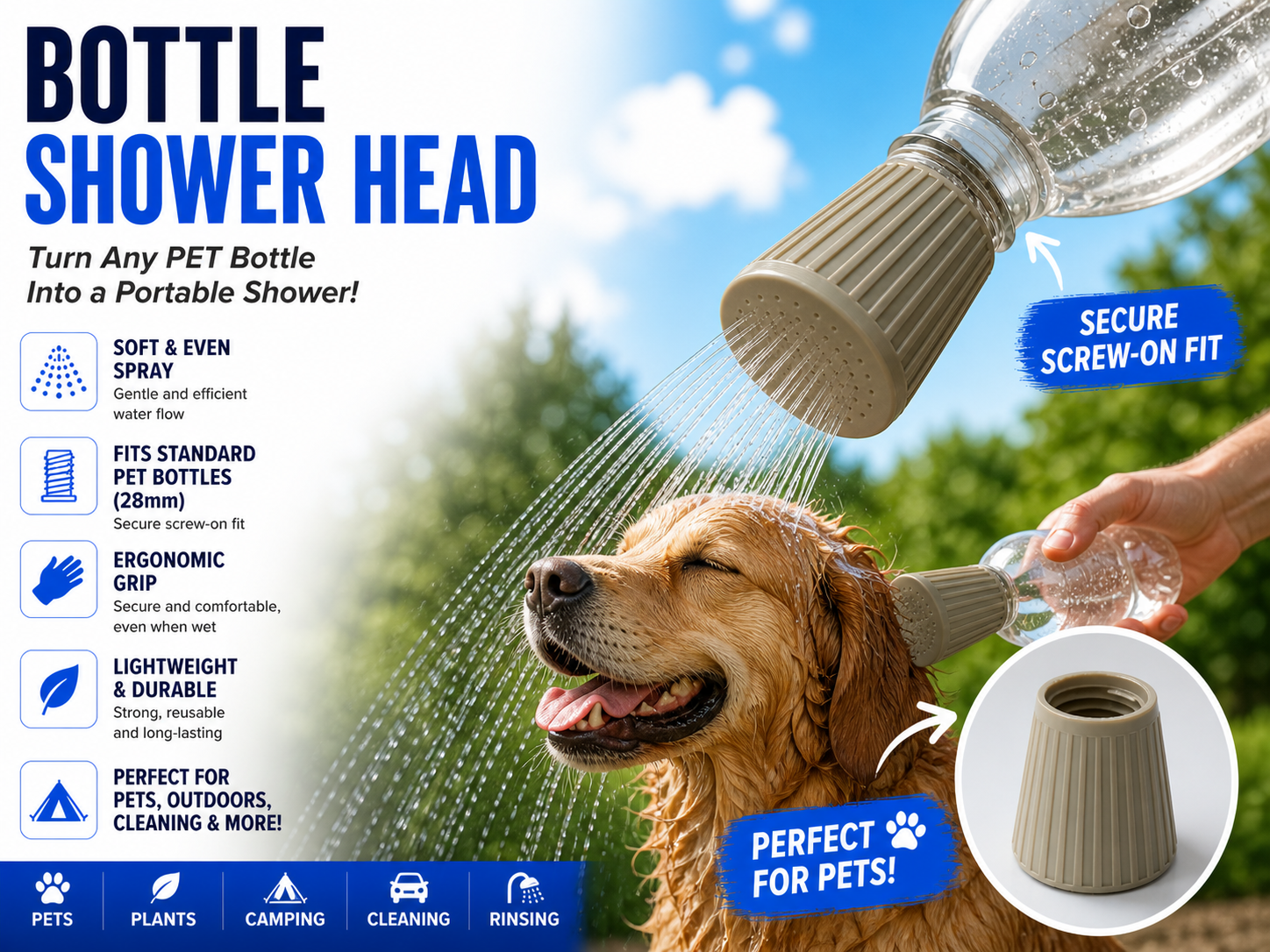 PET Bottle Shower Head – Portable Shower 