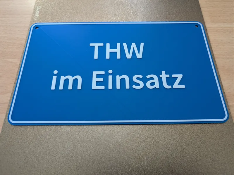 THW im Einsatz Schild