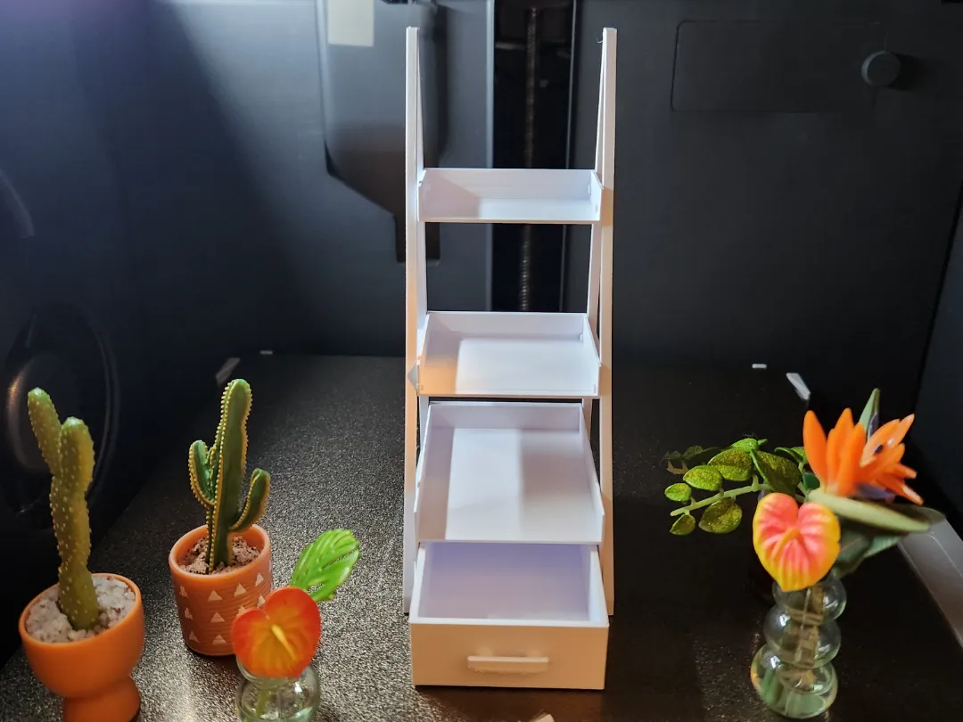Miniature 3 tier shelf with drawer for dollshouses - Free 3D Print ...