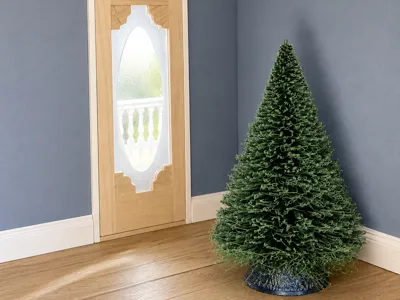 Miniature Christmas Tree with Hammered Metal Stand