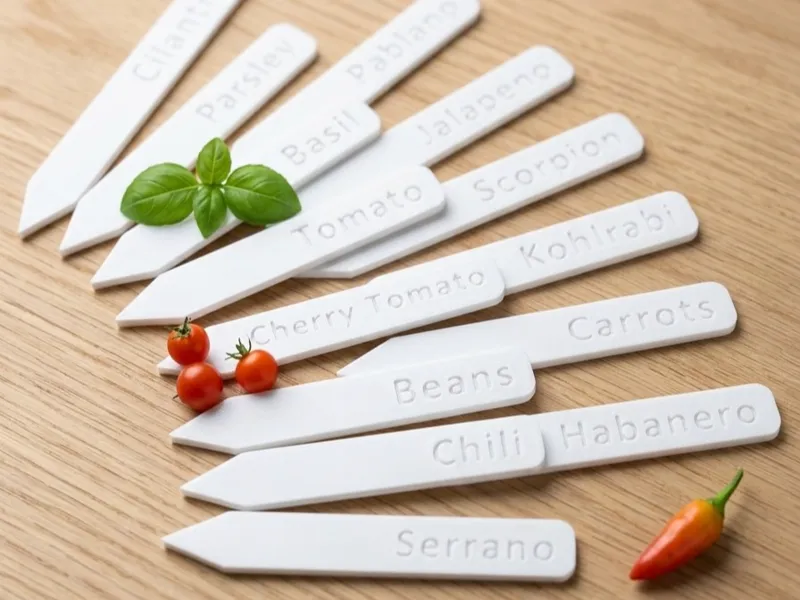 Plant markers for garden seeds with peppers