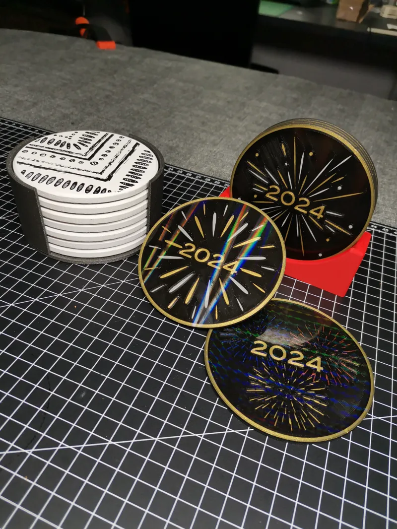 Coaster Holders / Organiser (D=101mm) - 3x designs