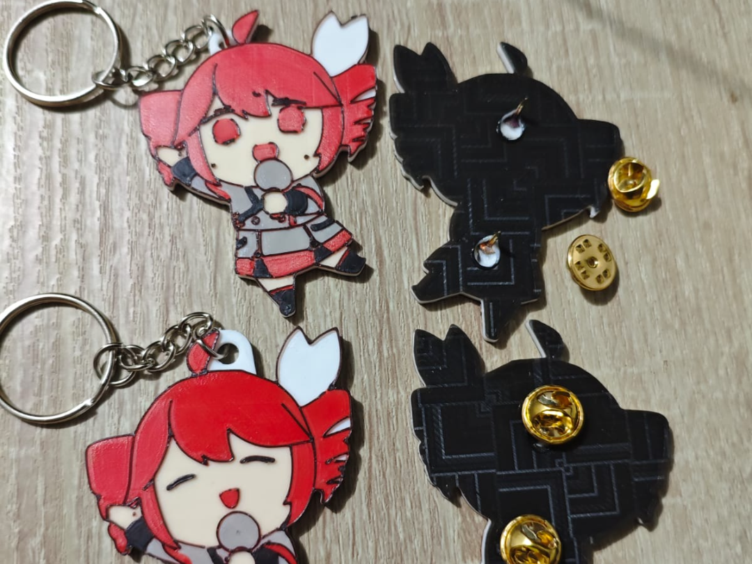 Tetoris keychain and pin badge