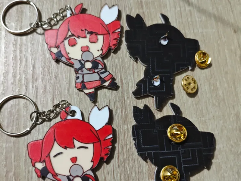 Tetoris keychain and pin badge