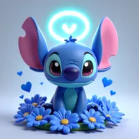 Stitch assis dans les fleurs — photo 4
