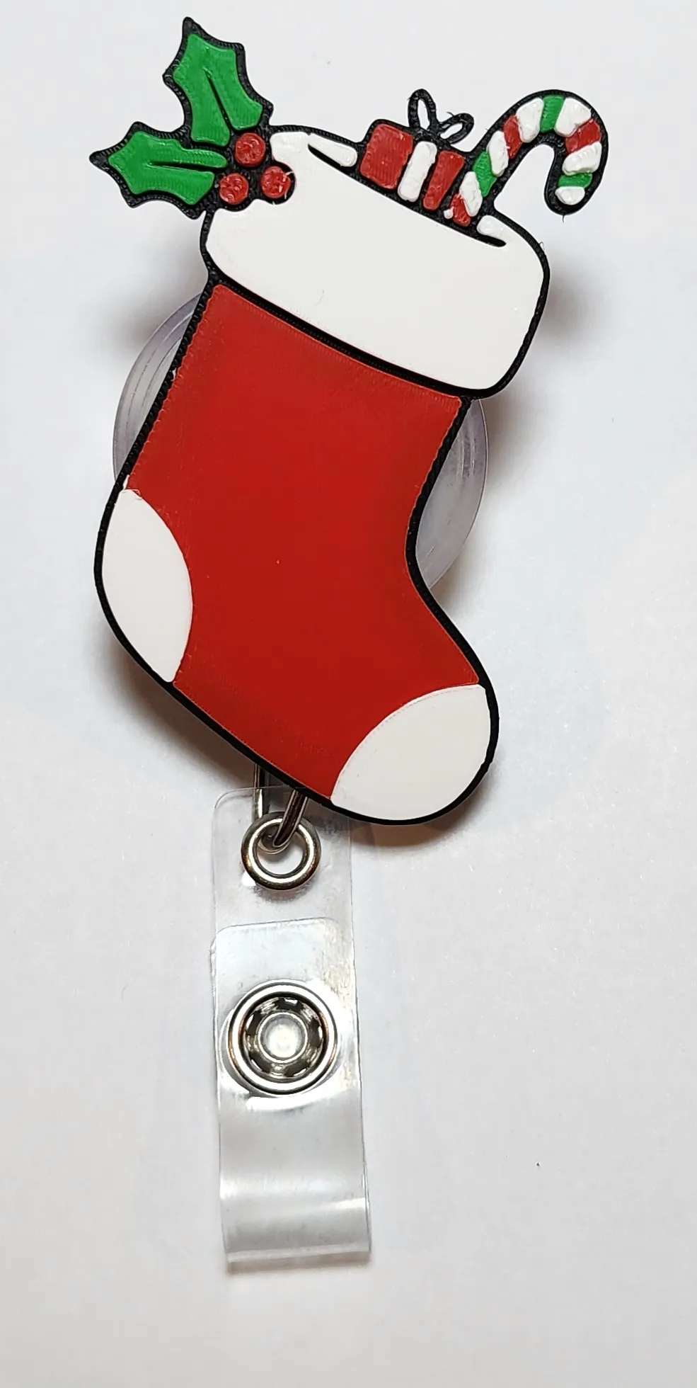 Festive Christmas Stocking Badge Reel Face/Magnet - Free 3D Print Model ...
