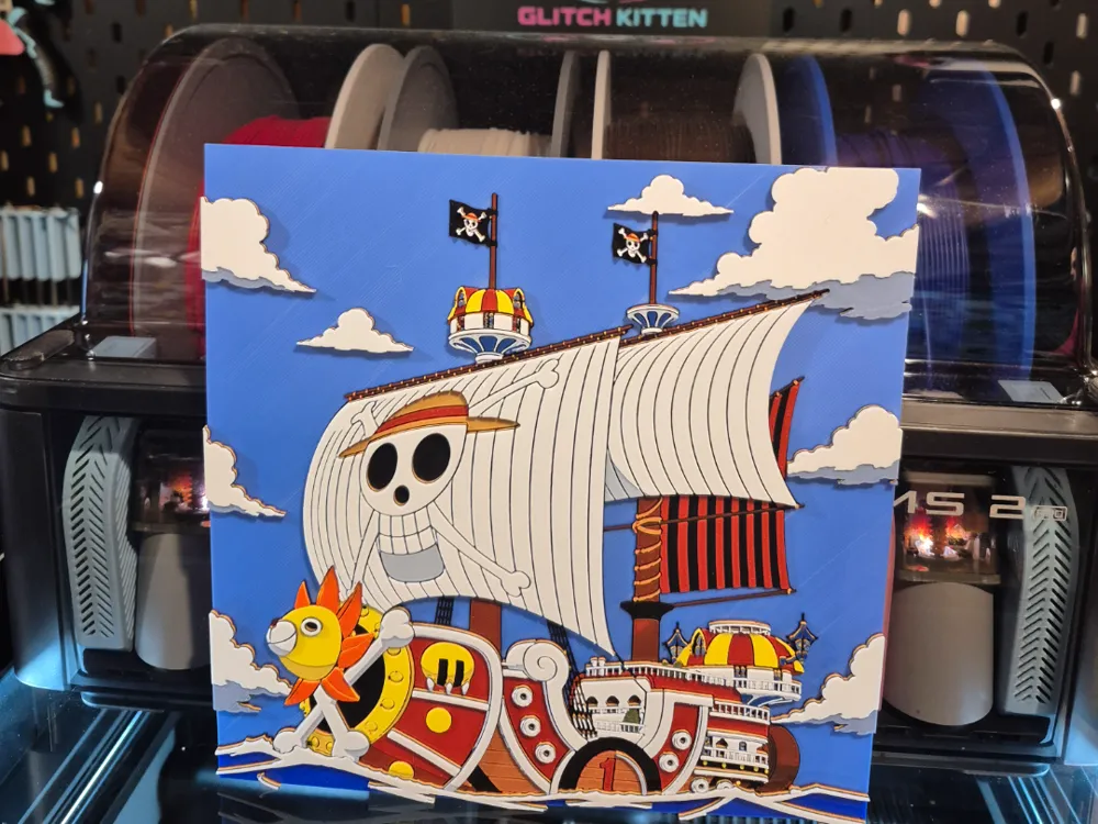 Cuadro decorativo en 3D: Thousand Sunny - One Piece Hueforge. Referencia del modelo original.