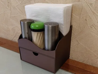 Napkin Holder with Drawer – 2-in-1 Table Organizer
