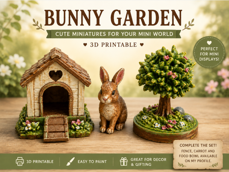 Bunny Garden Miniature Set- Bunny House& Tree