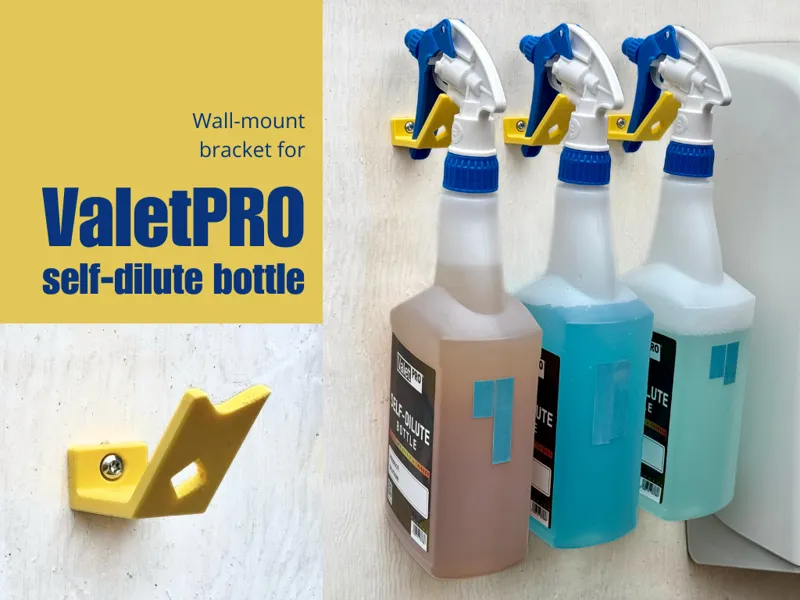 Wall-mount bracket for ValetPRO self-dilute bottle