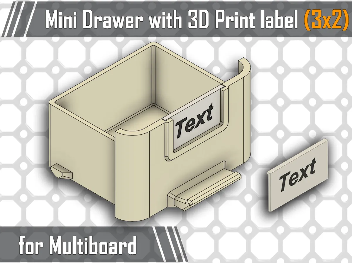 Mini Drawer with Printed Label 3x2 Multihole size - Free 3D Print Model ...