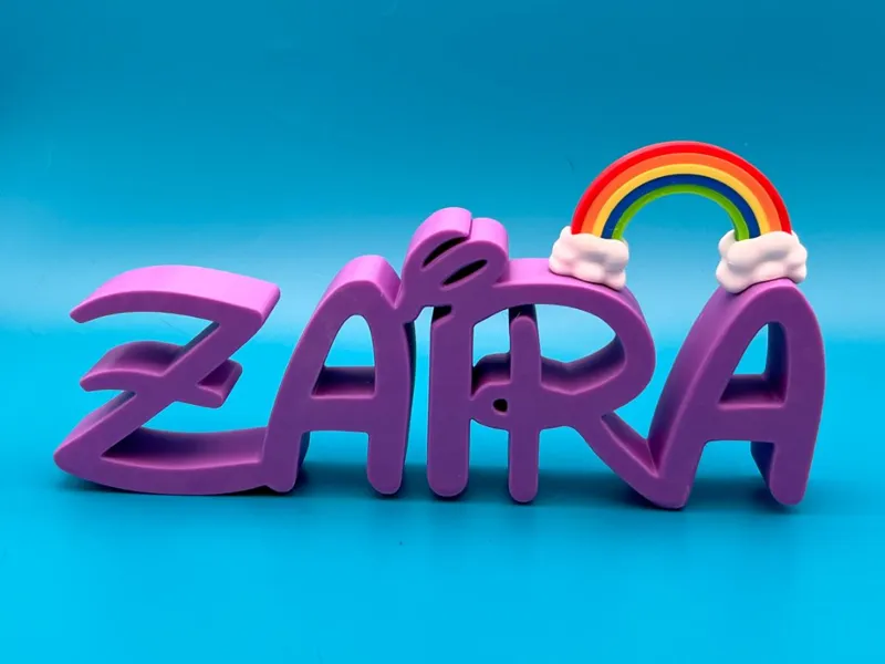 Scritta Zaira font Disney con Arcobaleno