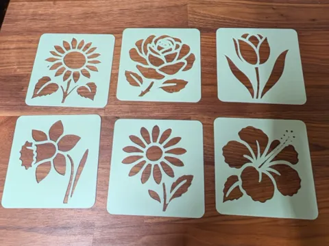 Letrero o emblema decorativo: Flower Stencils - Set of Six (6) — referencia de MakerWorld