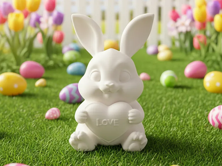 Niedlicher Osterhase mit Herz "LOVE"