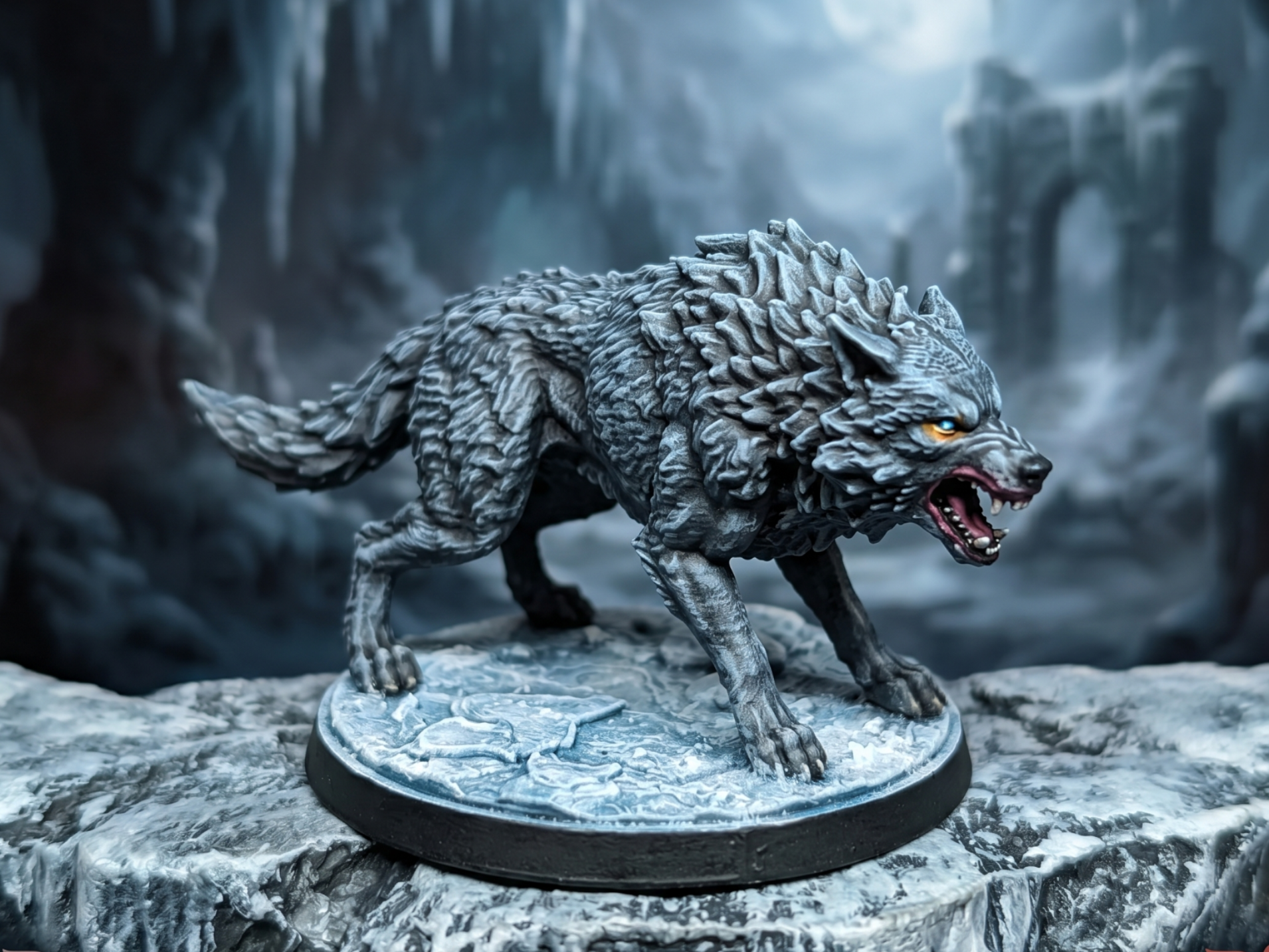 DnD Dire Wolf miniature (Polymorph spell)