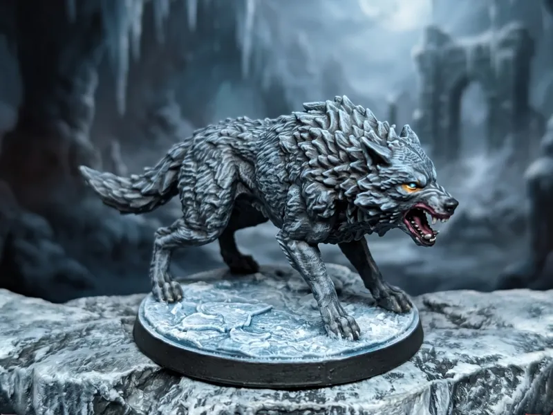 DnD Dire Wolf miniature (Polymorph spell)