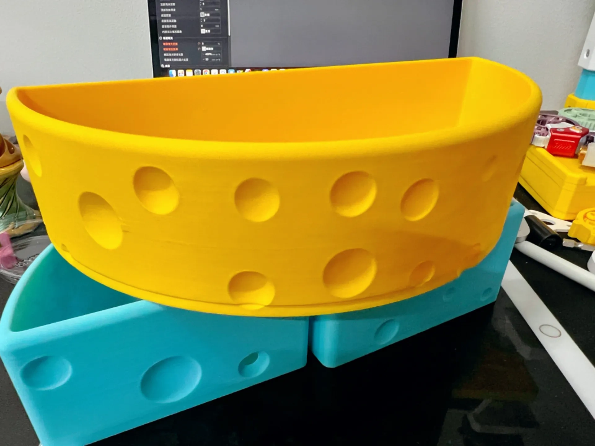 Miniatura 2 do modelo 3D 桌面奶酪块收纳集合盘