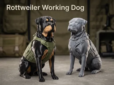 Rottweiler Working Dog: Rottie in Tactical Vest