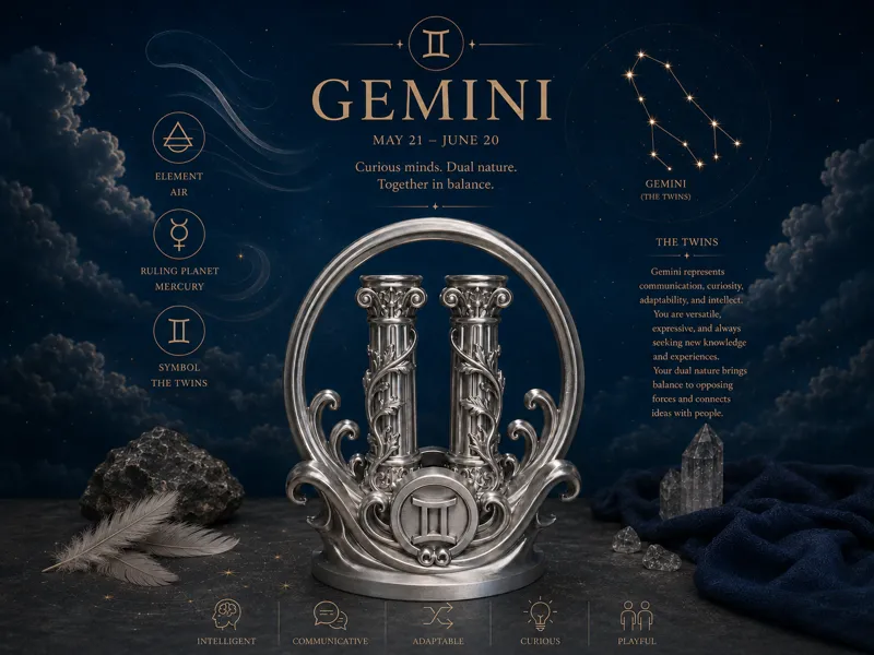 Zodiac Sign - Gemini | Celestial Twin Sculpture