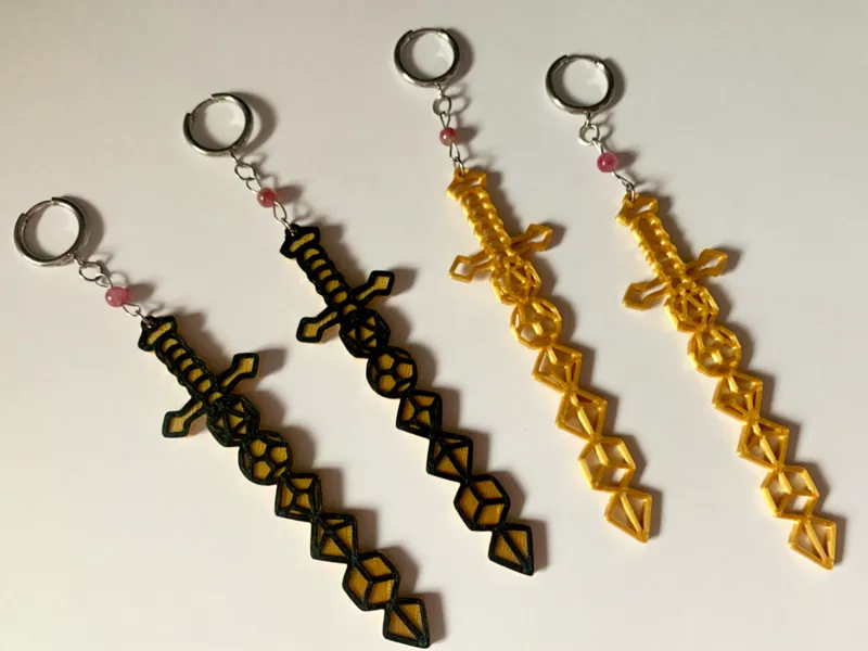 RPG Dice Blade Earrings without AMS - commercial