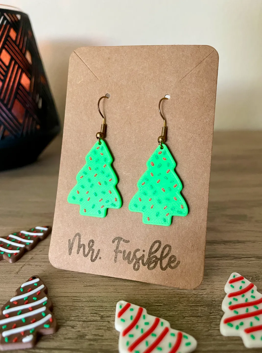 Little Debbie christmas tree cake earrings_Green view 3